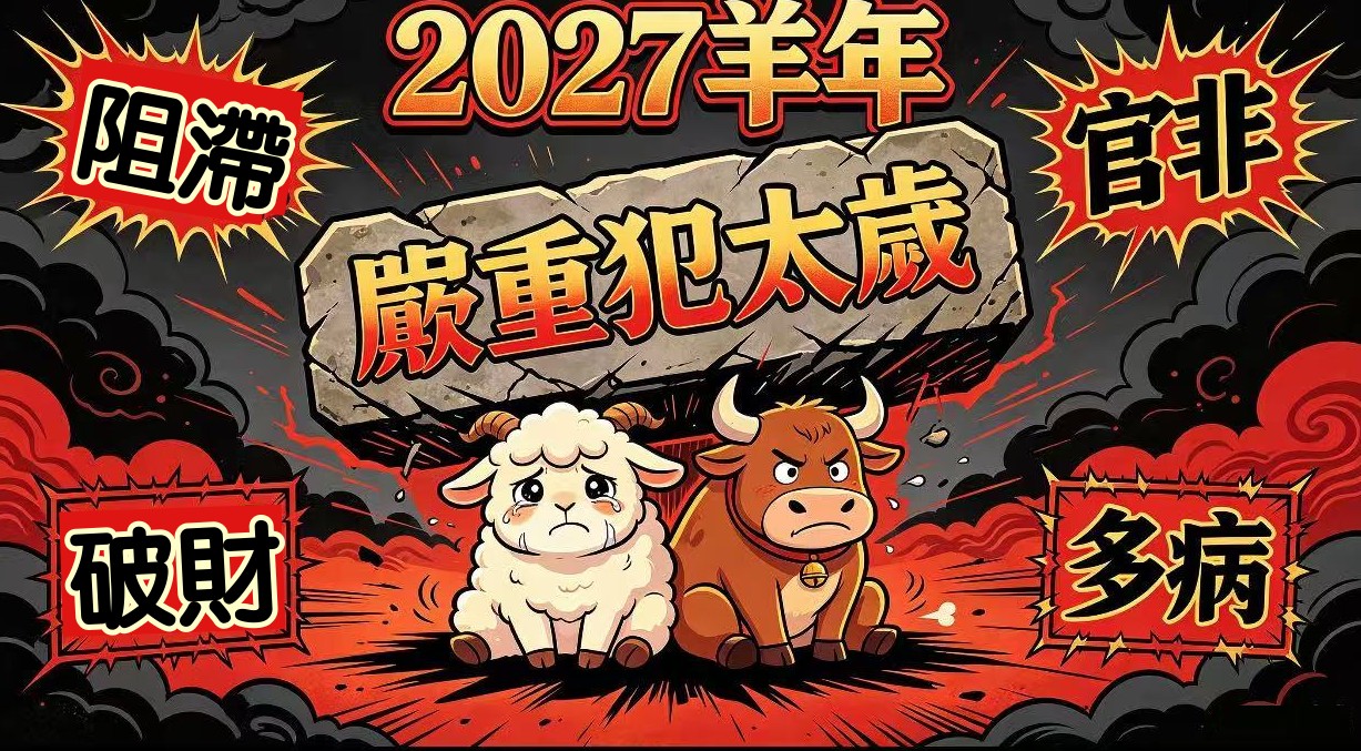 2027羊年屬羊與屬牛嚴重犯太歲