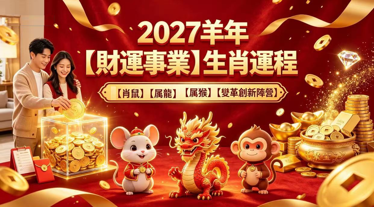  2027羊年「十二生肖」鼠‧龍‧猴